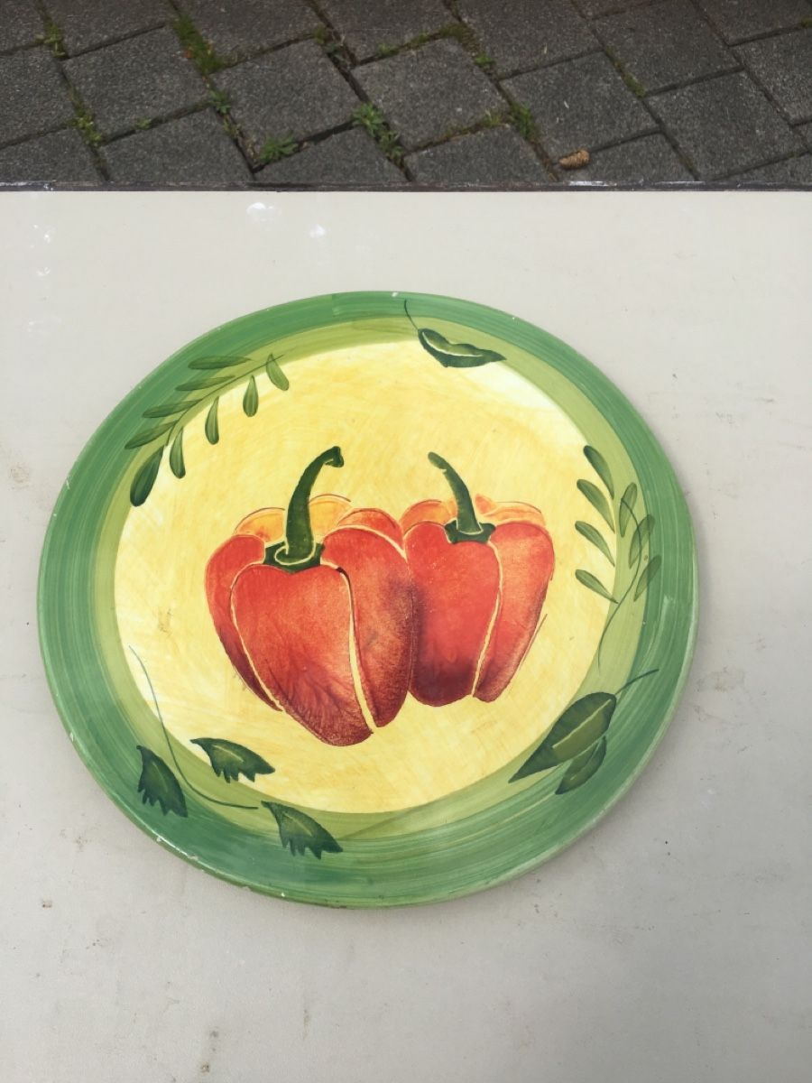 Piatti di portata: Keramik Servierplatte mit Paprika Motiv, Herbstdeko – Usato da Laufen venduto da Twingi33