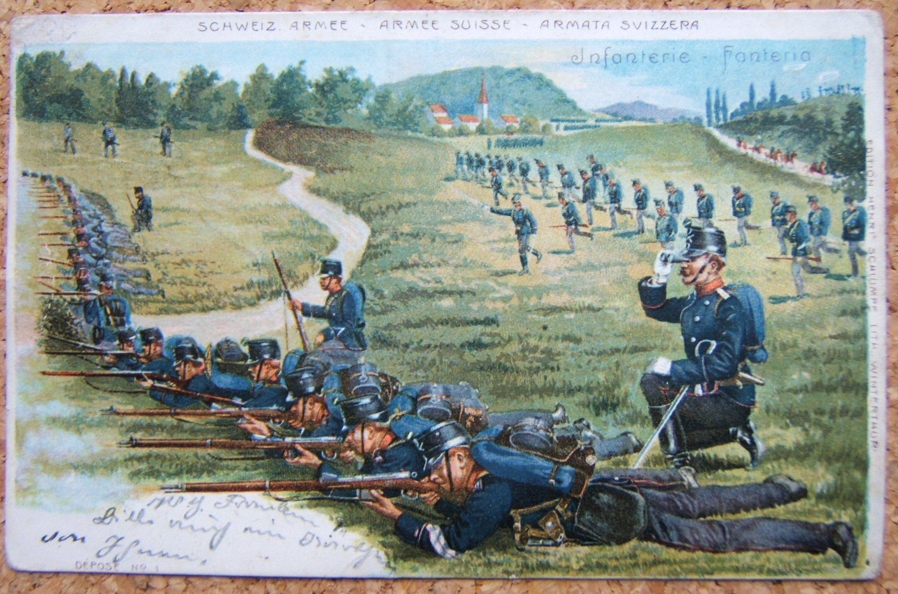 Ansichtskarten: SCHLUMPF LITHO SCHWEIZER ARMEE - INFANTERIE – Gebraucht aus Brunnen von Nonne04