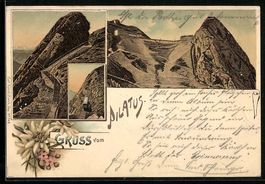 Litho Pilatus, Gasthaus auf dem Gipfel, 
