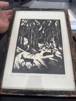 „Rehe im Winter“ – originaler Scherenschnitt – handsigniert