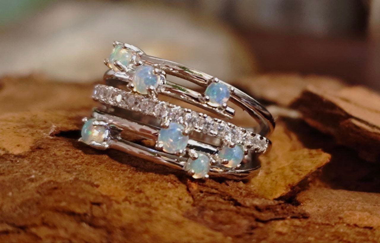Ringe: ST. SILBER 925° ECHT ÀTHIOPIENOPAL RING MP DURCHMESSER 18 – Neu (gemäss Beschreibung) aus Weiningen ZH von actera 5