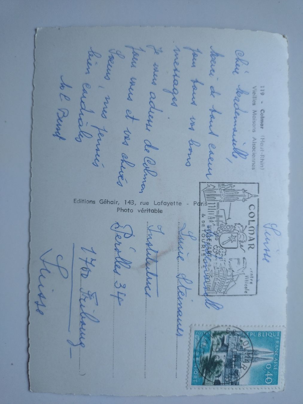 Ansichtskarten: Carte postale Colmar ancienne 1966 – Gebraucht aus Farvagny-le-Grand von LaCaverne 1