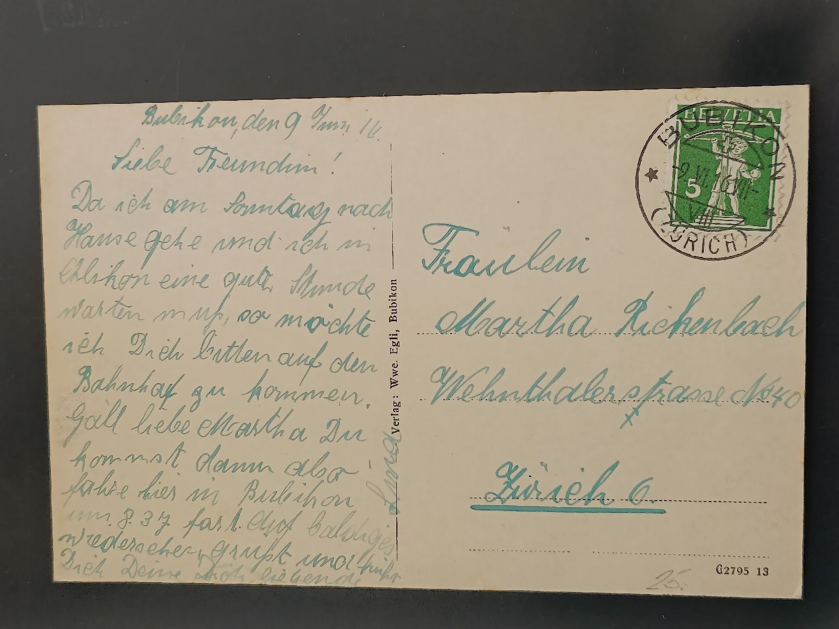 Cartoline postali: Alte PK / Bubikon - Gelaufen 1916 – Usato da Brugg AG venduto da Ente015 1