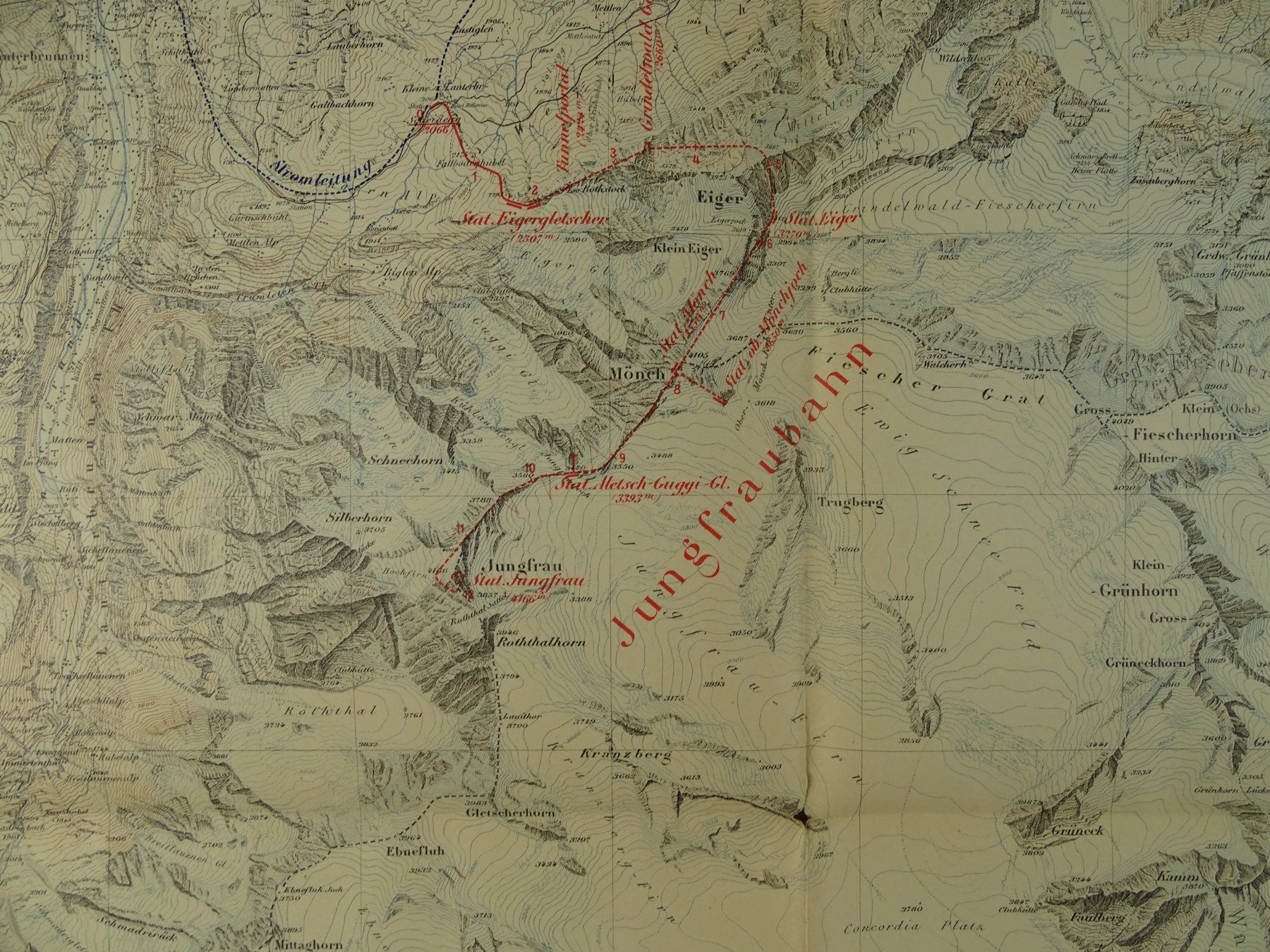 Cartine & Atlanti: JUNGFRAU-BAHN SITUATIONSPLAN, 1896 – Usato da Grüningen venduto da Kartensammler 3
