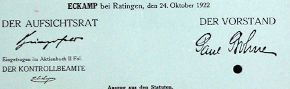 Documenti: Rheinische Spiegelglasfabrik, Eckamp - 1922 – Usato da Solothurn venduto da Sgasche 1