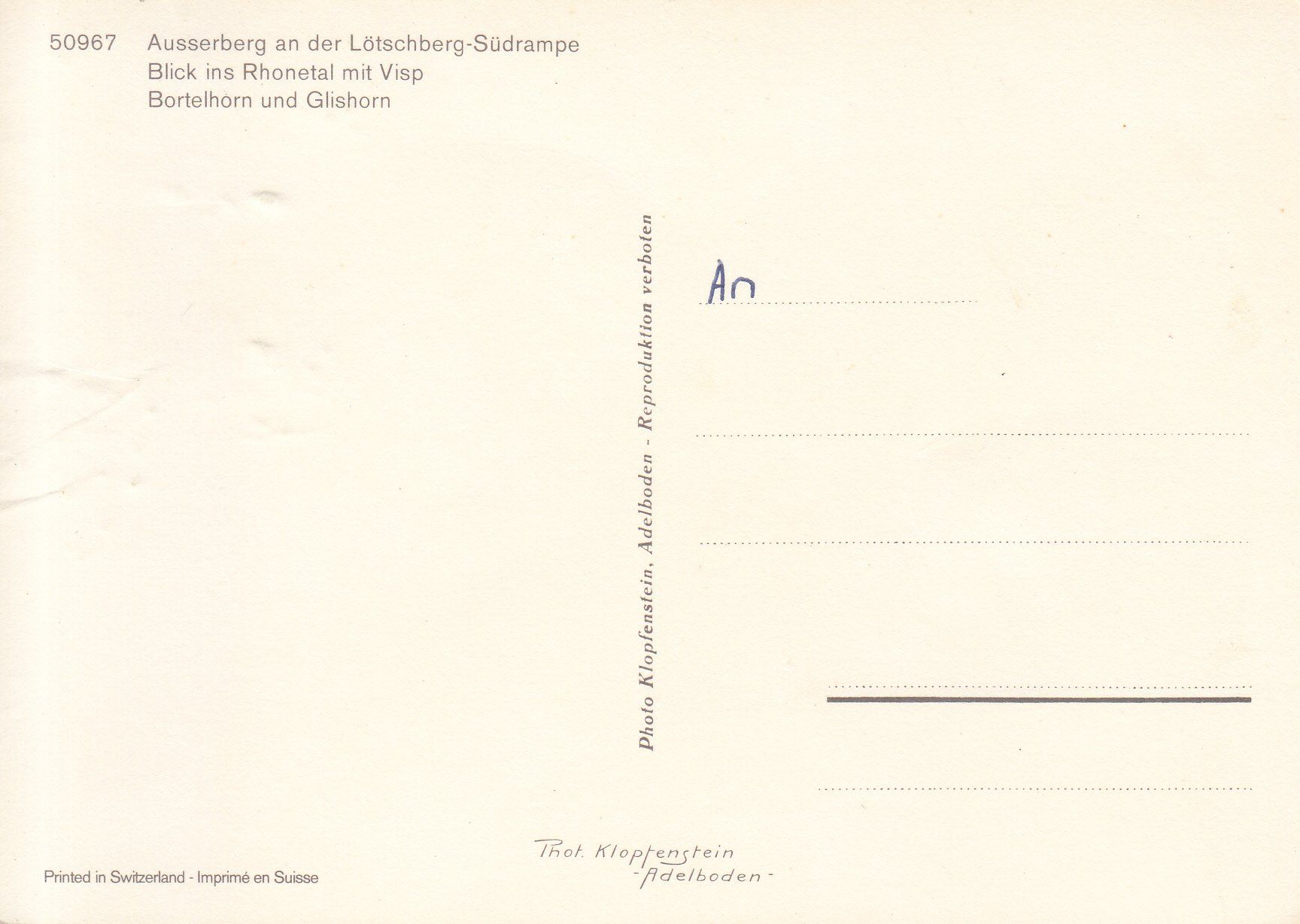Cartoline postali: Ausserberg ca. 1970 – Usato da Bürglen TG venduto da StampGraf 1