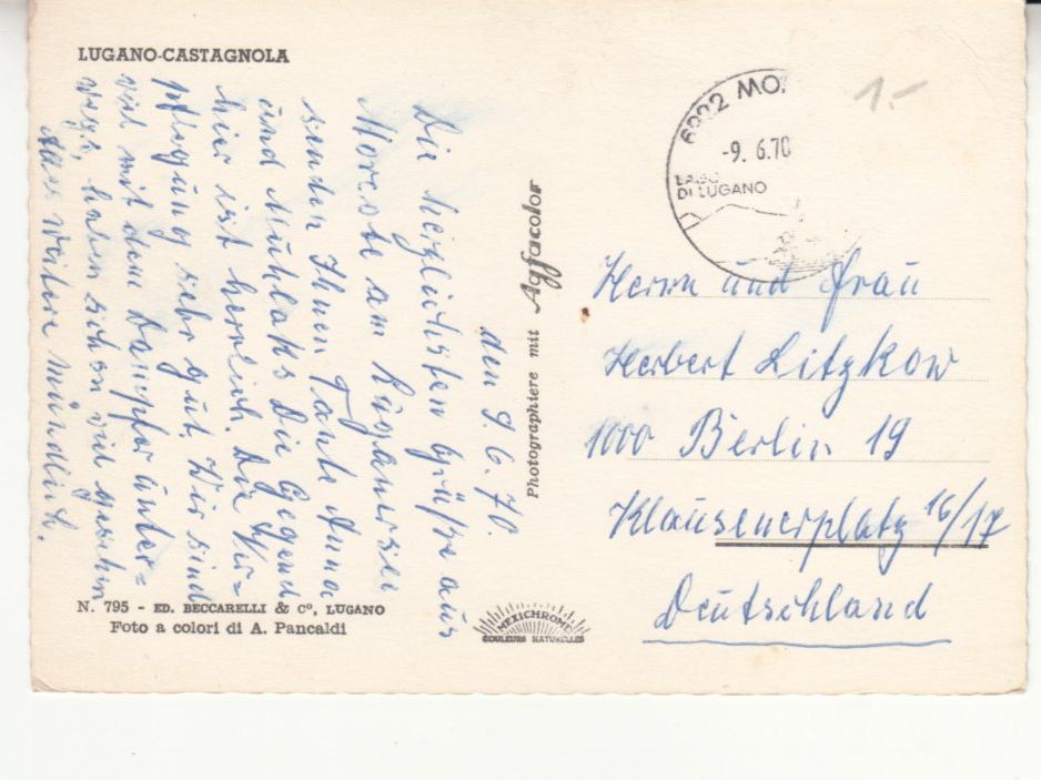 Cartoline postali: Castagnola 1970 – Usato da Bürglen TG venduto da StampGraf 1