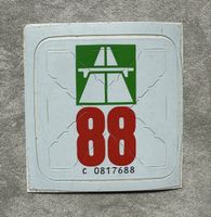 Original Schweizer Autobahnvignette 1988 mit Trägerpapier –