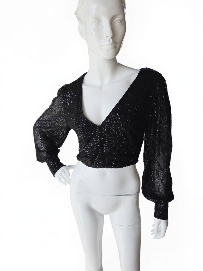 Tops: Top con paillettes nero a maniche lunghe -  – Gebraucht aus Massagno von let_6pgs 3