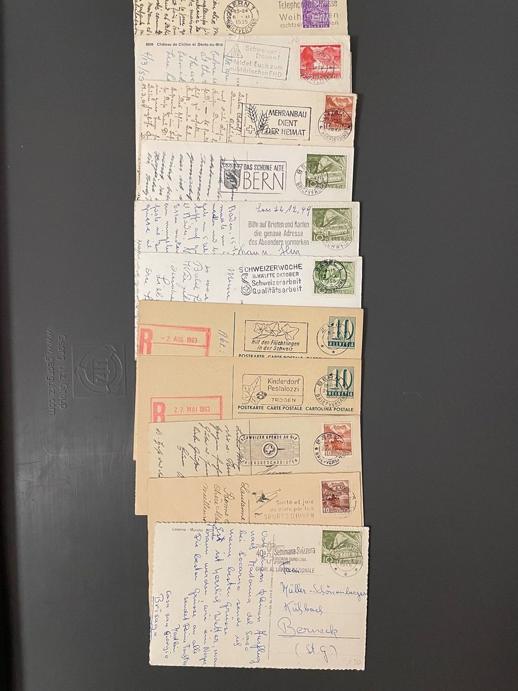 Tutti i francobolli: Briefmarken Schweiz mit Postwerbeflaggen – Usato da Abtwil SG venduto da Cards31 3