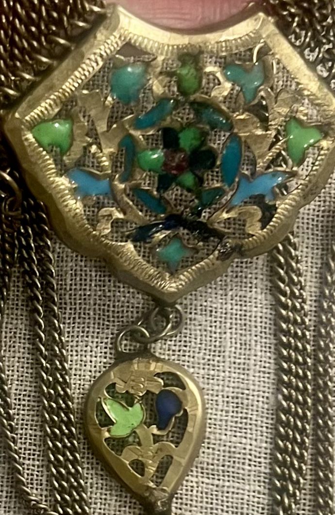 Catenine: Collier Vintage Oriental Laiton Email Multichaines Superbe – Usato da Genève venduto da DELIRBEADS 1