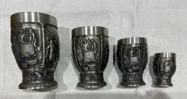Zinnbecher 95% Reinzinn, 4er Set 