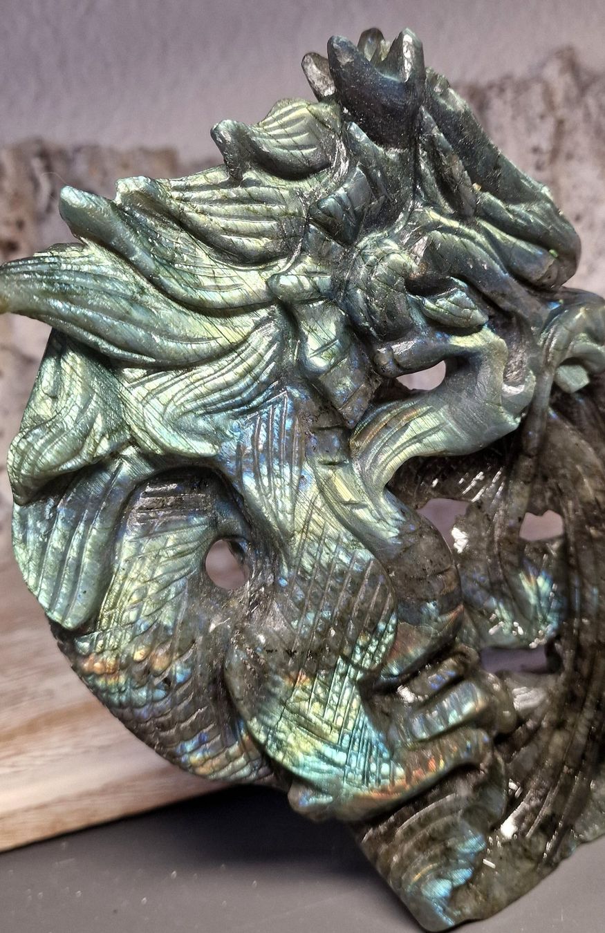 Minerali & Pietre curative: Hochwertiger chinesischer Drache aus Labradorit – Nuovo (secondo la descrizione) da Matzingen venduto da Shay_Crystalz 2