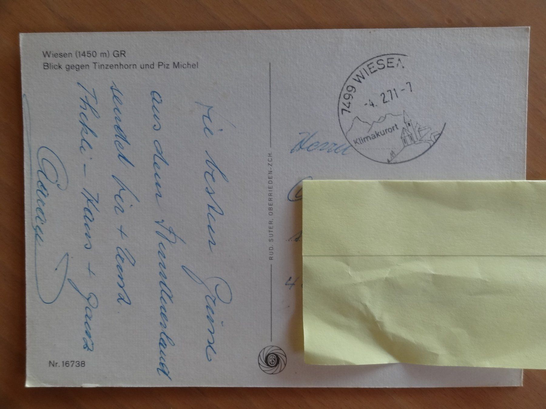Cartoline postali: Wiesen - GR - 1971 – Usato da St Léonard venduto da Riglin 1