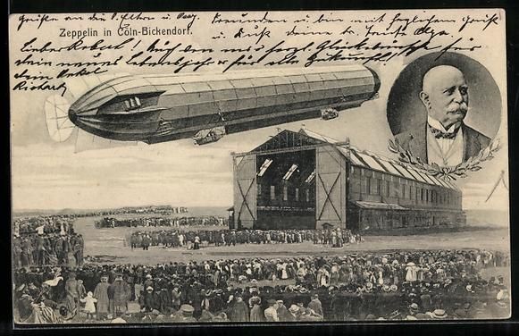 Cartoline postali: Cöln-Bickendorf, Zeppelin über der Luf – Usato da Berlin venduto da bartko-reher