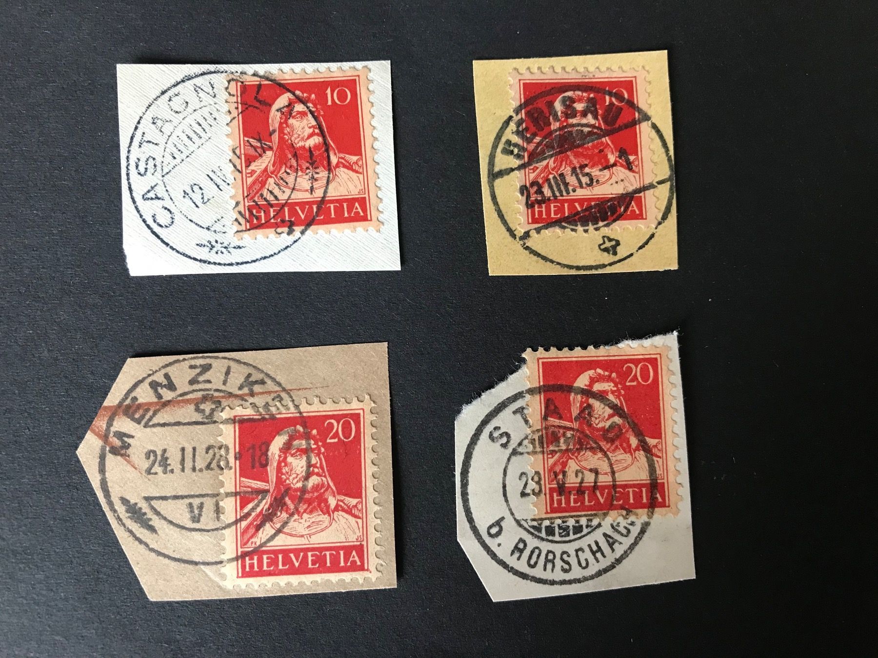Tutti i francobolli: 4 x Tellbrustbild mit Vollstempel – Usato da stäfa venduto da brandy66