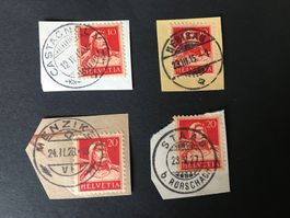 4 x Tellbrustbild mit Vollstempel
