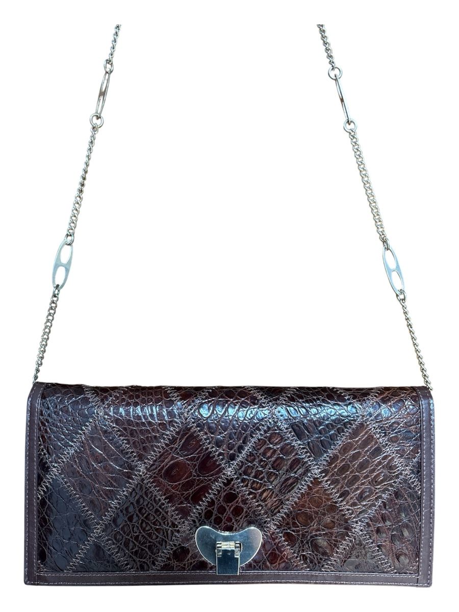 Taschen für Damen: Vintage Brown Patchwork Leather Clutch – Gebraucht aus Regensdorf von heg_h8cq 1