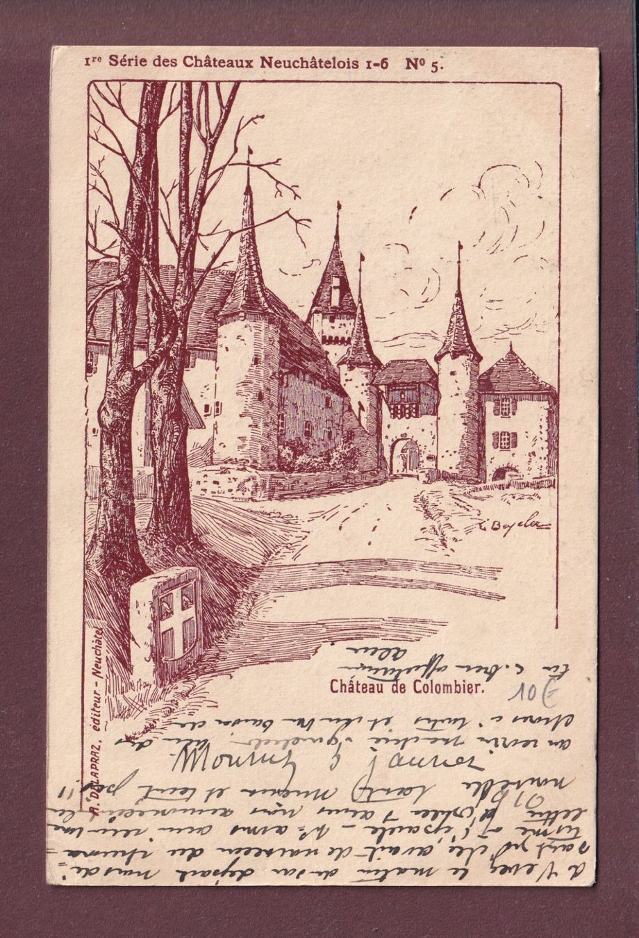 Cartoline postali: CHÂTEAU DE COLOMBIER - 1910 – Usato da Pully venduto da nicecards