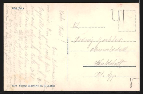 Cartoline postali: Rüti / Zch., Panorama aus der Vogelscha – Usato da Berlin venduto da bartko-reher 1