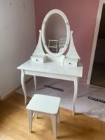 Coiffeuse avec miroir et tabouret blanc
