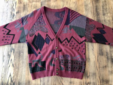 Kultiger Vintage Cardigan aus 50 % Wolle XL 80er/90er Jahre