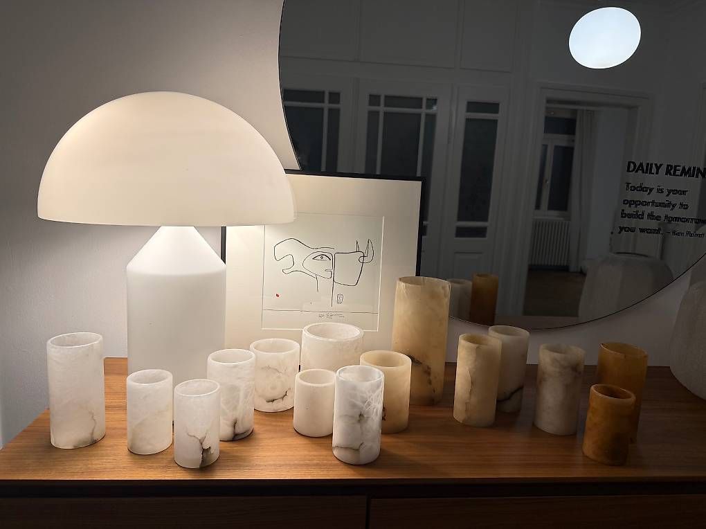 Portacandele: Alabaster Teelichthalter Zylinder div. Grössen – Nuovo e nell'imballaggio originale da St. Gallen venduto da Alina.33
