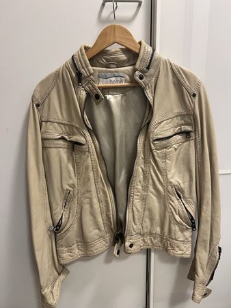 Lederjacke Heine Gr35 beige Reissverschluss guter Zustand