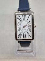 Rechteckige Quarzuhr mit blauem Armband (gebraucht)