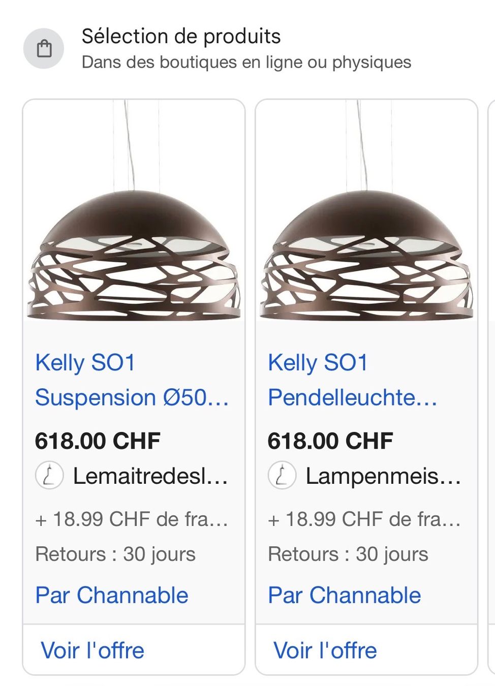 Lampes: Lampes Kelly – D'occasion à Sion par Cocon14 2