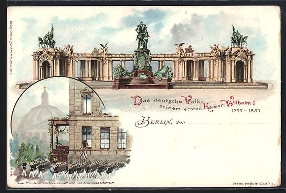 Cancelleria postale: Litho Berlin, Reiterstandbild Kaiser Wil – Usato da Berlin venduto da bartko-reher