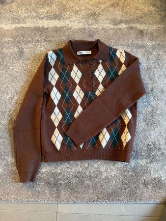 Pull Zara Taille M  Marron Losange Automne/Hiver - Chic!