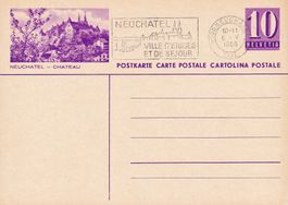 1966: Ganzsachen-Bildpostkarte Neuchâtel-Chateau, ungelaufen