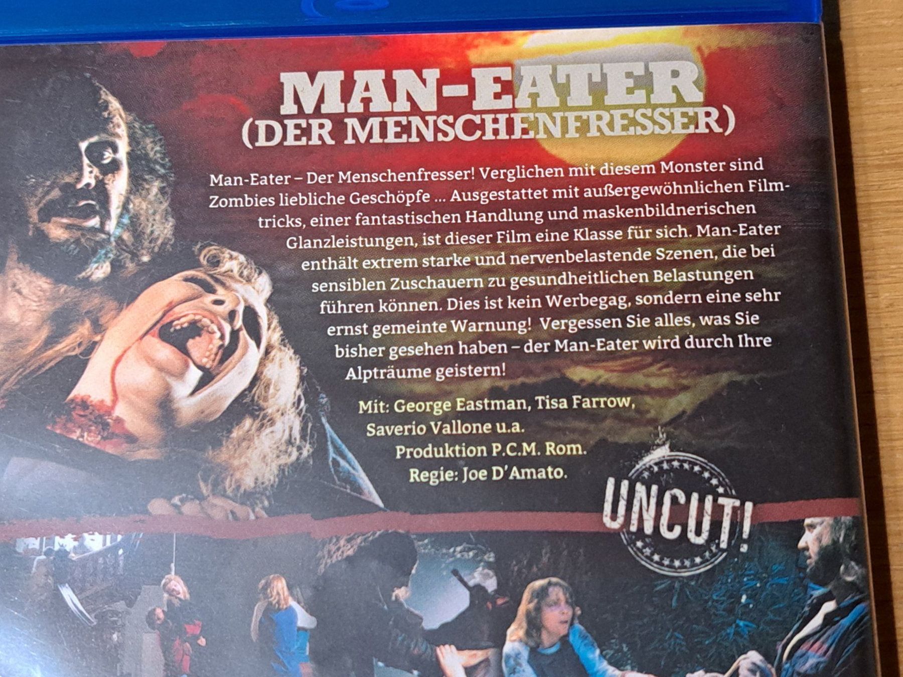Tutti i DVDs: Blu-ray MAN-EATER, Der Menschenfresser, 2-Disc UNCUT Edition – Nuovo (secondo la descrizione) da Unterseen venduto da Kanica 2