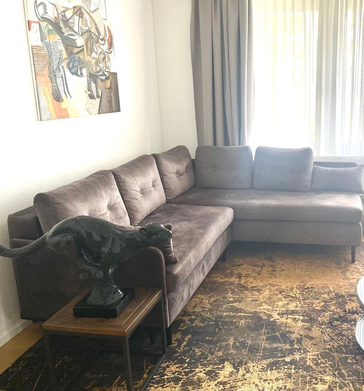 Divani: Schlaf Ecksofa mit rechtsseitiger Recamiere in Taupe – Usato da Kloten venduto da dermedic22 2