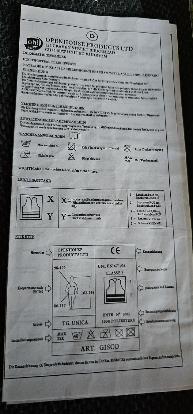 Gilet & Giacche: Neue Warnweste GM Grösse 8 Leuchtweste – Nuovo e nell'imballaggio originale da Ferden venduto da jemyce 2