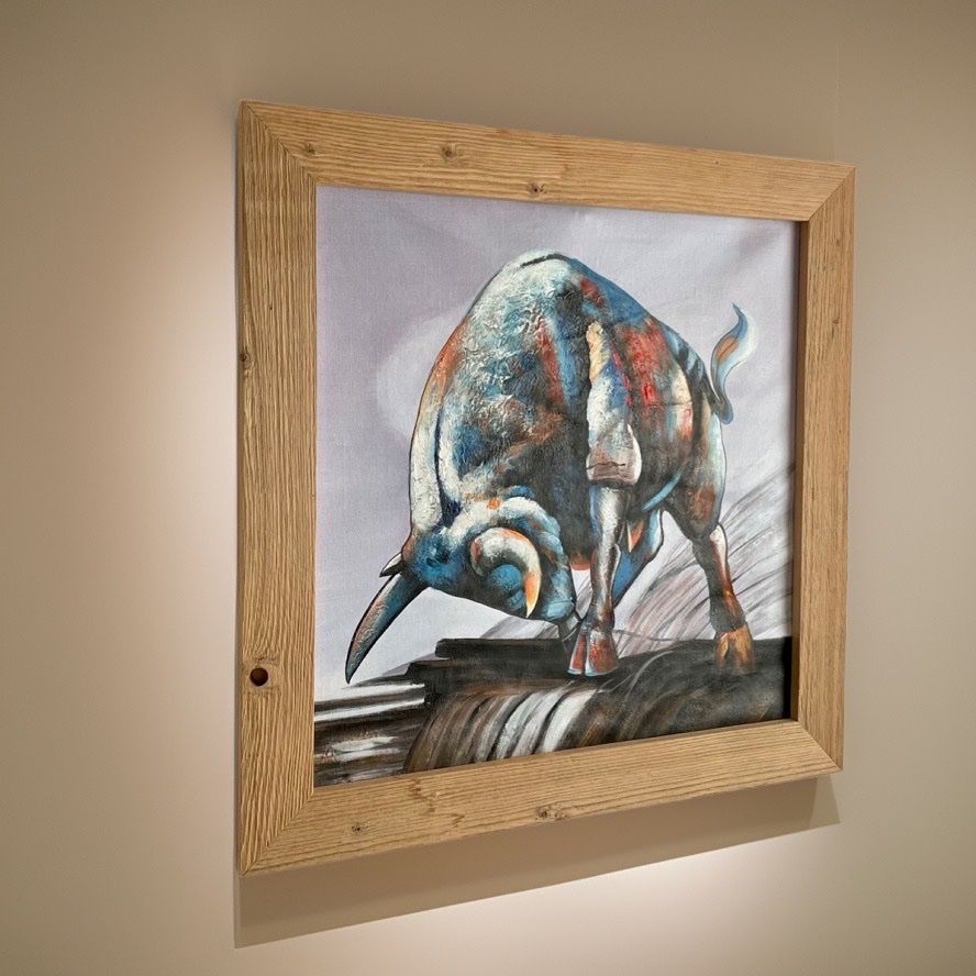 Foto & Immagini: Bild Stier auf Leinwand in Öl oder Acryl – Usato da Brunnen venduto da Holz-style