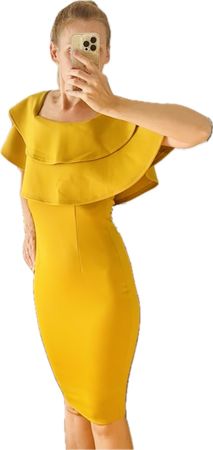 Elegantes, gelbes Sommerkleid mit Volant