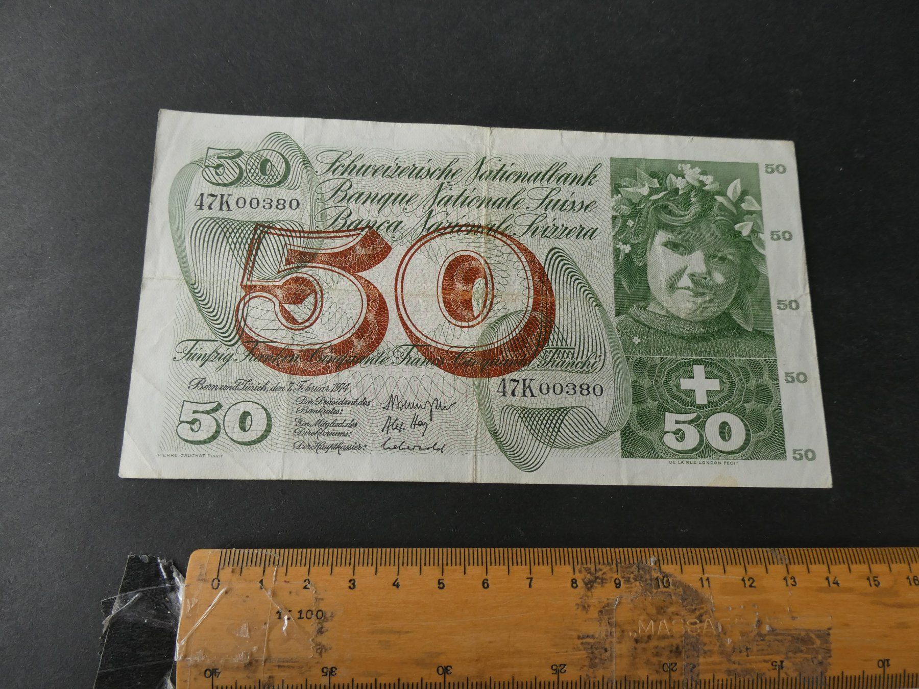 Billets de banque: Schweiz 1974, 50 Franken – D'occasion à Hinterforst par Rohusri
