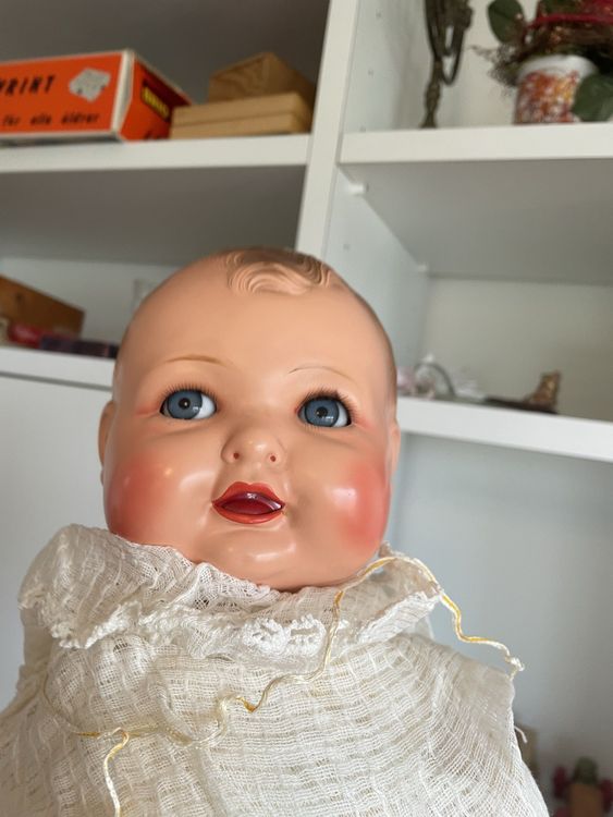 Joli Poupon Ancien En Terre De Pipe (bisque) – France, Années 1930, 30 Cm