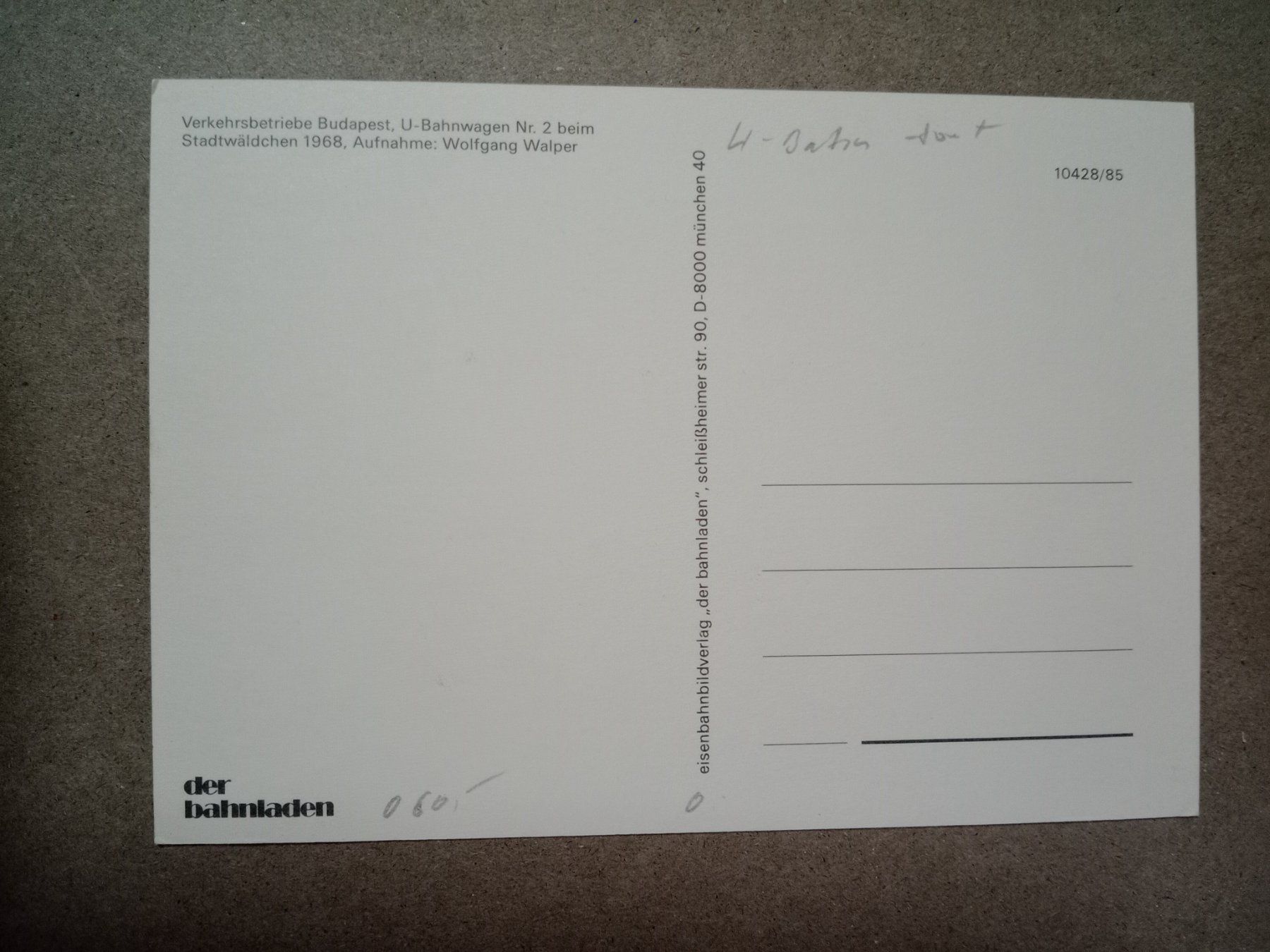 Cartoline postali: Ak Bahn Ungarn U-Bahnwagen Budapest – Usato da Küttigen venduto da Melisch1000 1