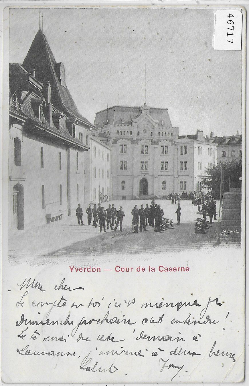 Cartoline postali: Yverdon - Cour de la Caserne - animee – Usato da Ettingen venduto da Kartenplanet
