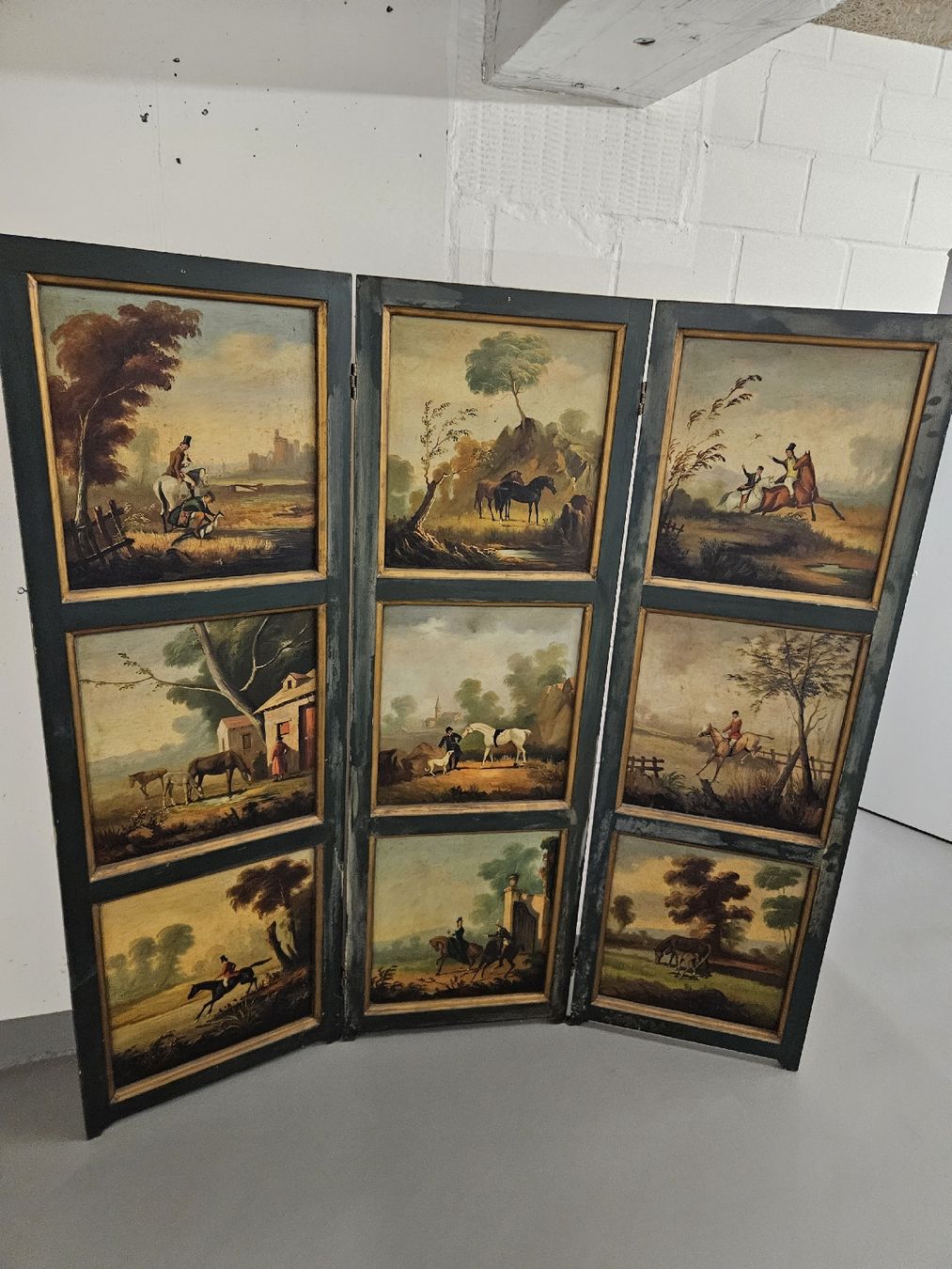 Paraventi: Antique Decorative Folding Screen Room Divider - Horses – Usato da Rickenbach b. Wil venduto da nic_8ljr