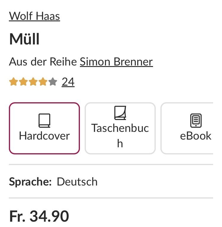 Bücher: Wolf Haas: Müll – Neu (gemäss Beschreibung) aus Buchs AG von Allerleis 2