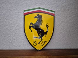 Emailschild Ferrari Wappen Service Werkstatt Emaille Schild