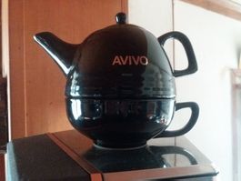 Service à thé noir AVIVO, théière + tasse