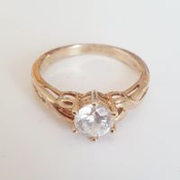 Elegante  Ring, 925er Silber in Gold Ton Gr 18,5 mm
