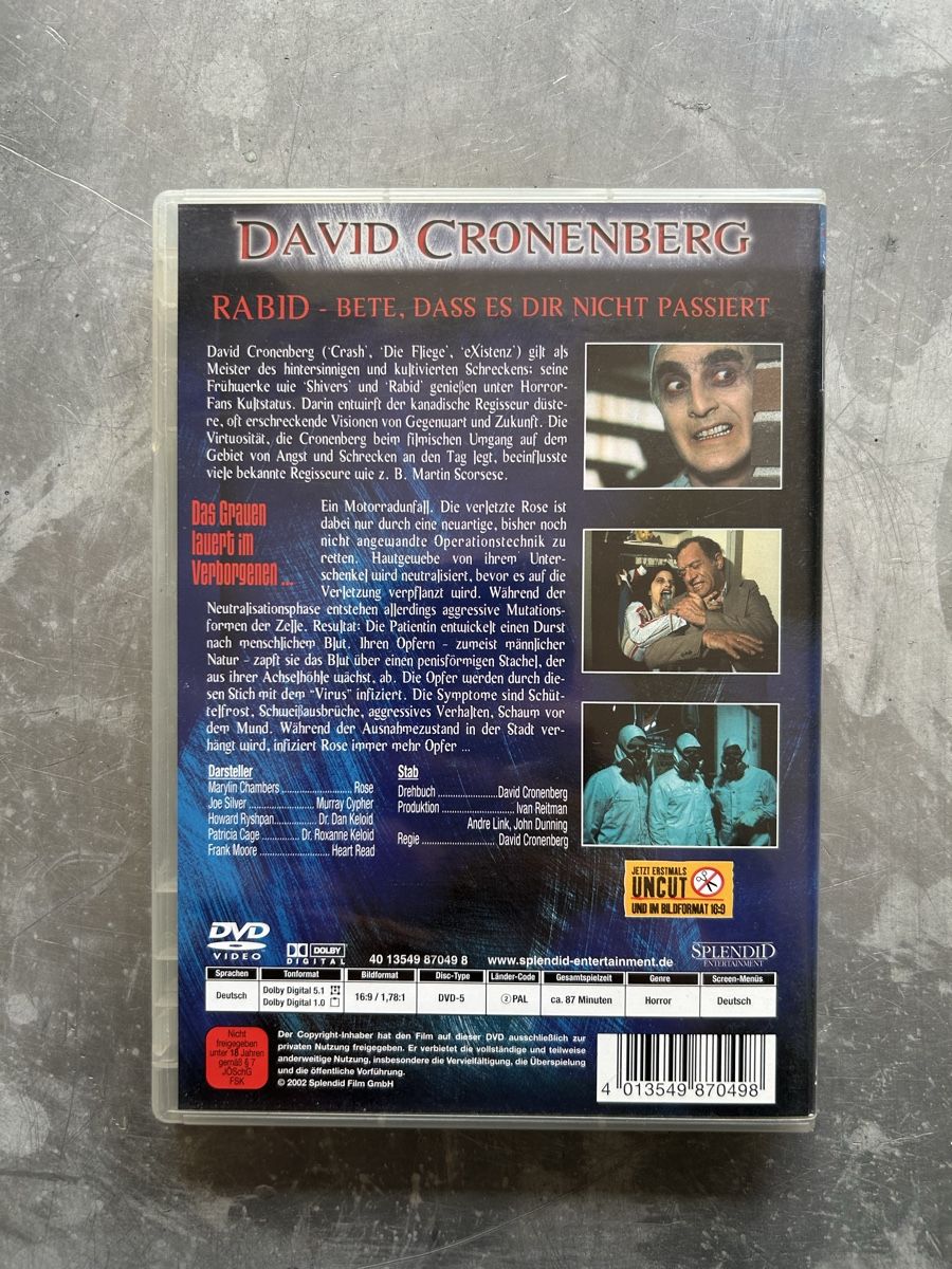 Tutti i DVDs: Rabid - DVD - David Cronenberg, Sci-Fi, Horror [1977] – Usato da Winterthur venduto da lenolson 1