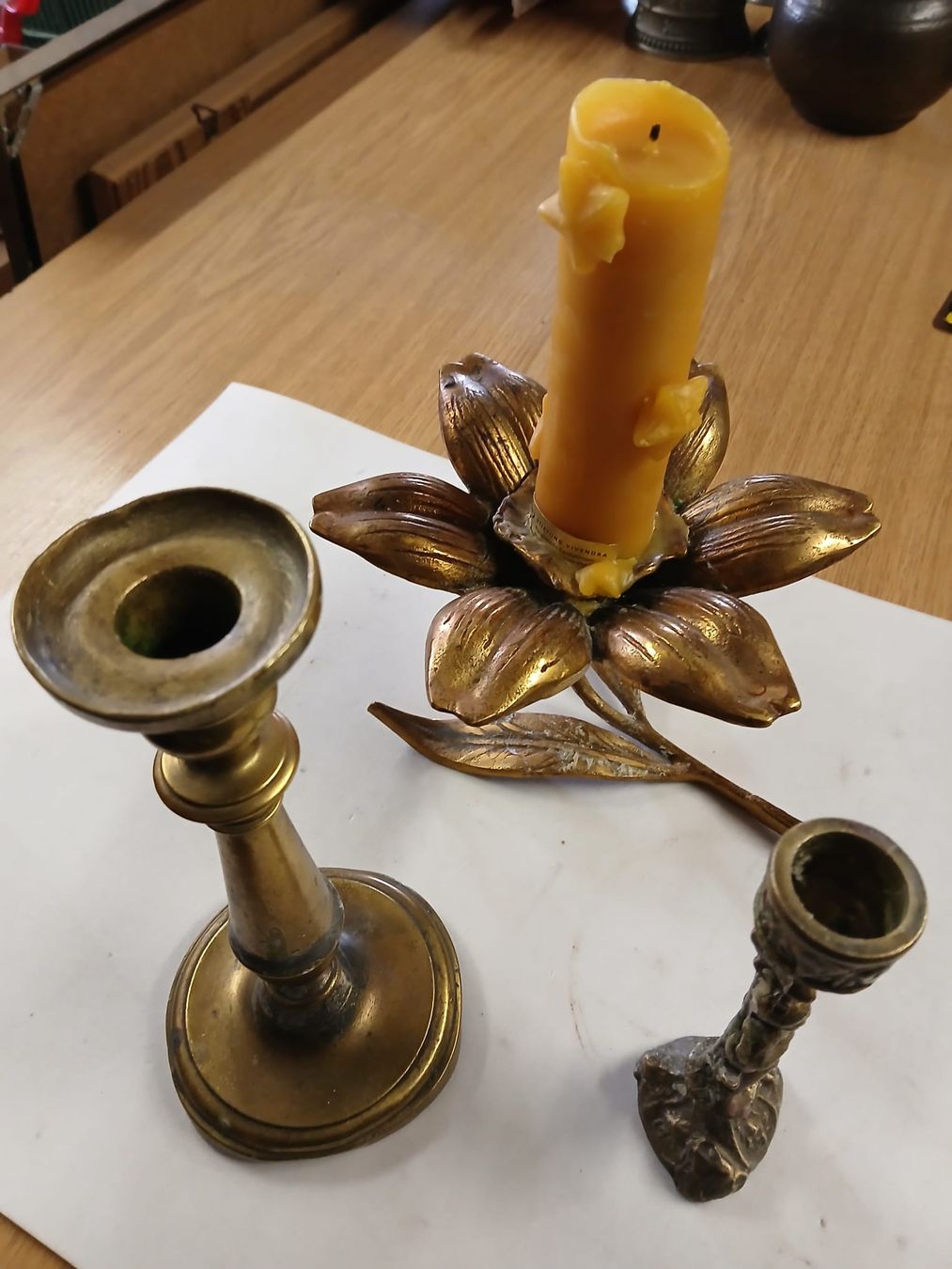 Portacandele: Messing drei Stück Kerzenständer – Usato da Obfelden venduto da Buddha24 1