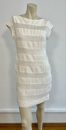 Escada Kleid Weiss Grösse 36 Leinen/Seide